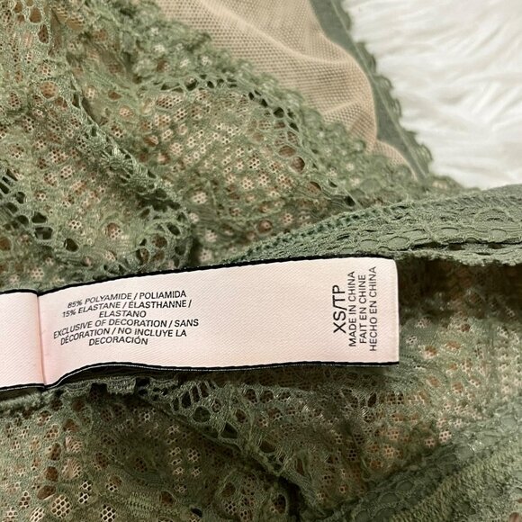 VICTORIAS SECRET GREEN BRALETTE XS ARMY OLIVE LACE HIGH NECK HALTER OPEN BACK - Picture 5 of 7